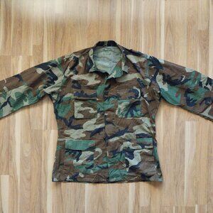 US Army Woodland Hot Weather BDU Coat NYCO Ripstop 1996 Size Large - Long